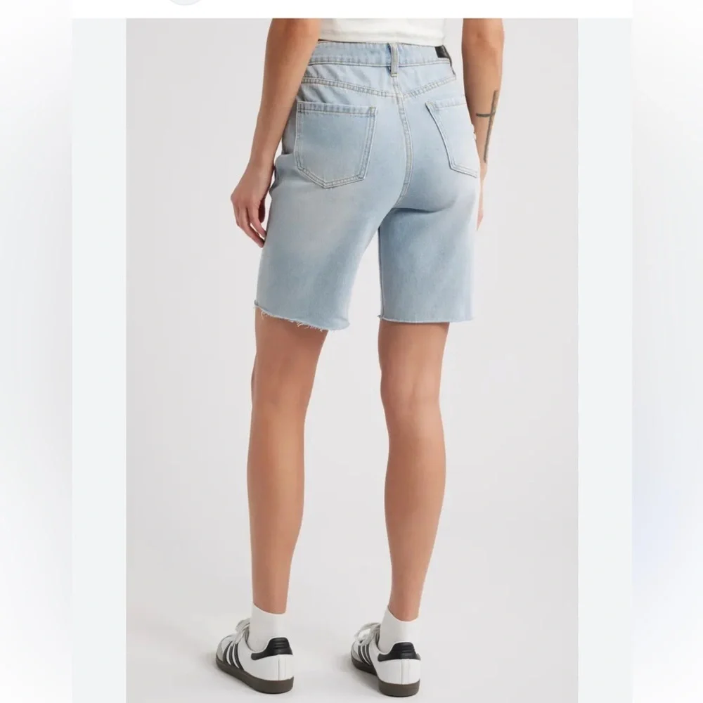 PTCL Nola high rise denim Bermuda Jean shorts long modest shorts 28